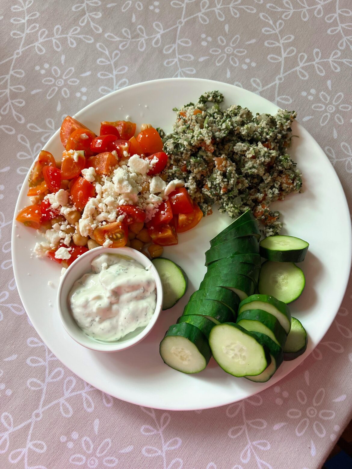 My WFH lunch formula:  throw stuff on a plate.