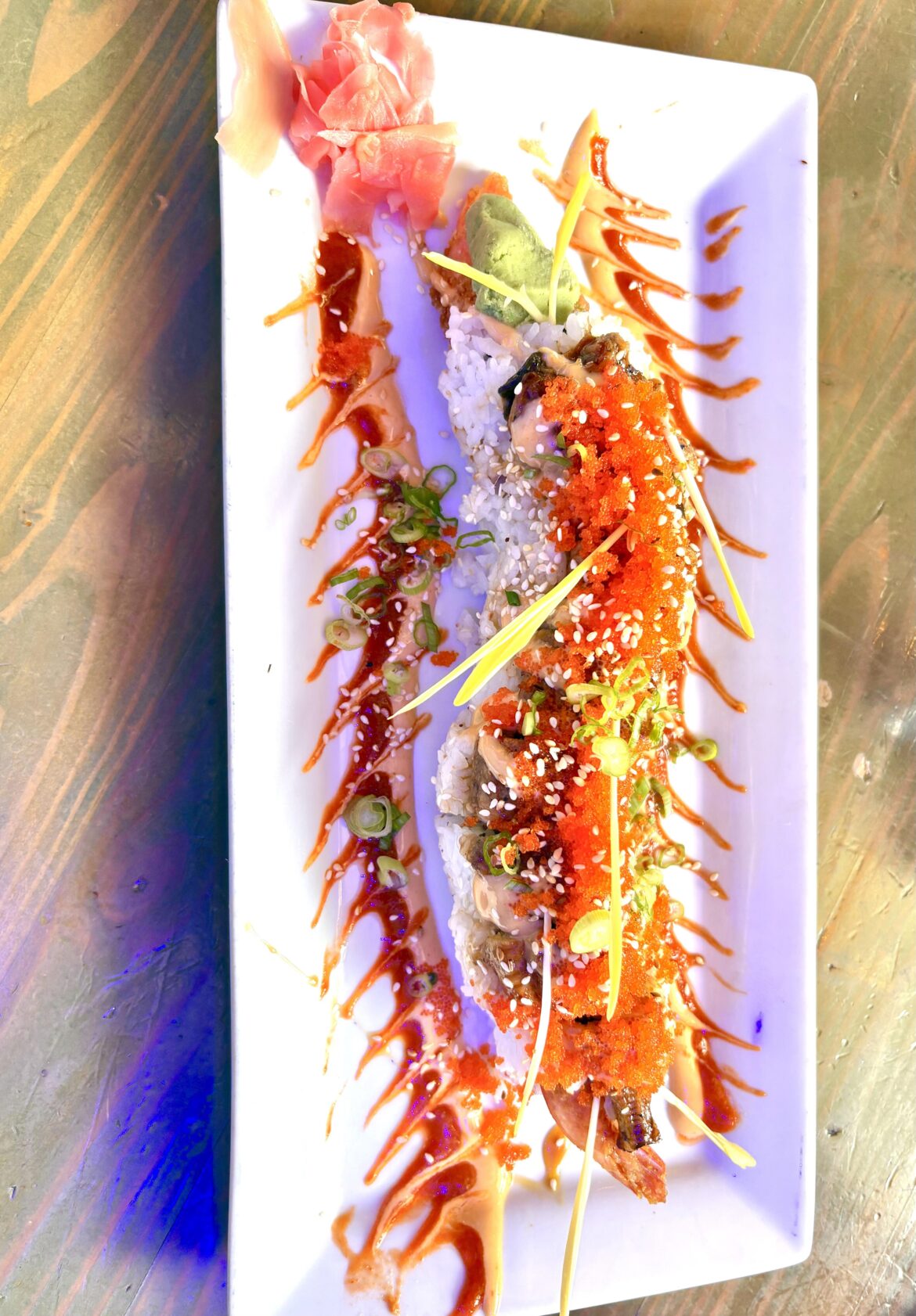 Fire dragon roll with shrimp and unagi