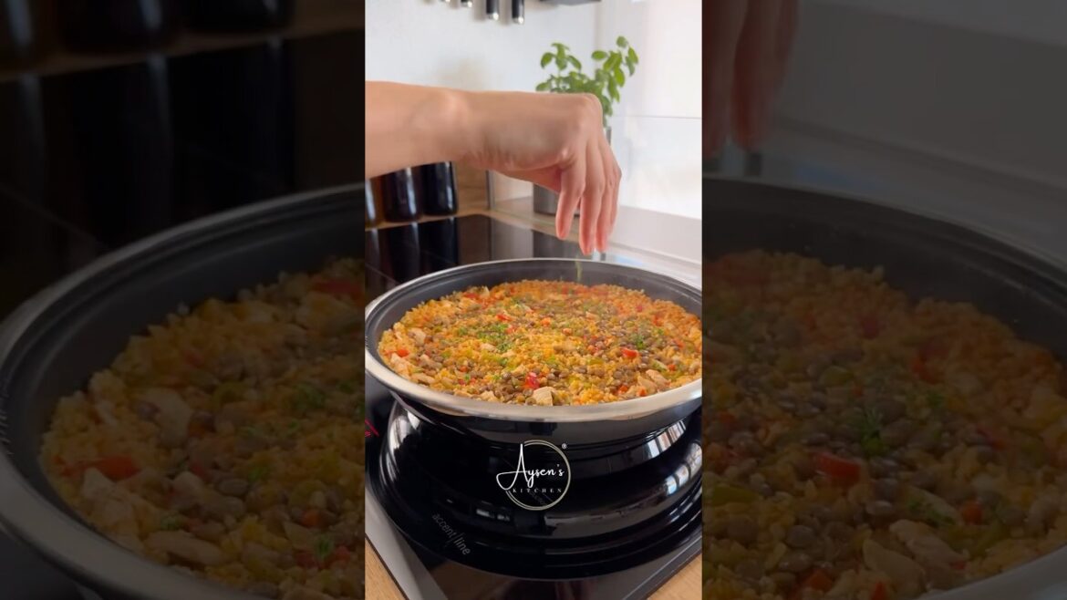 Bulgur pilaf with green lentils and chicken