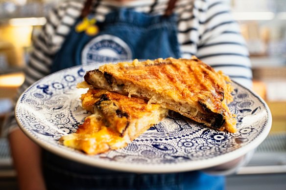 The cheese toastie at Penny’s Cheese Shop in Potts Point. 