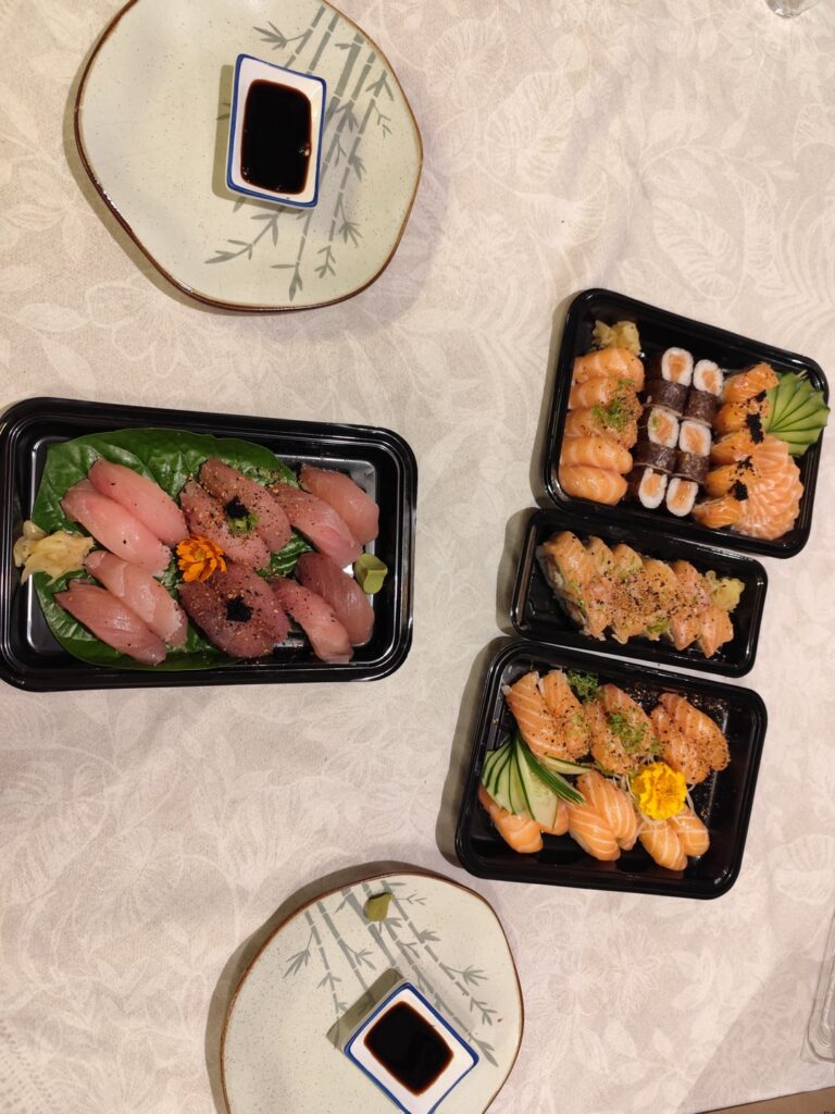 Enjoying a celebrative dinner with my wife.