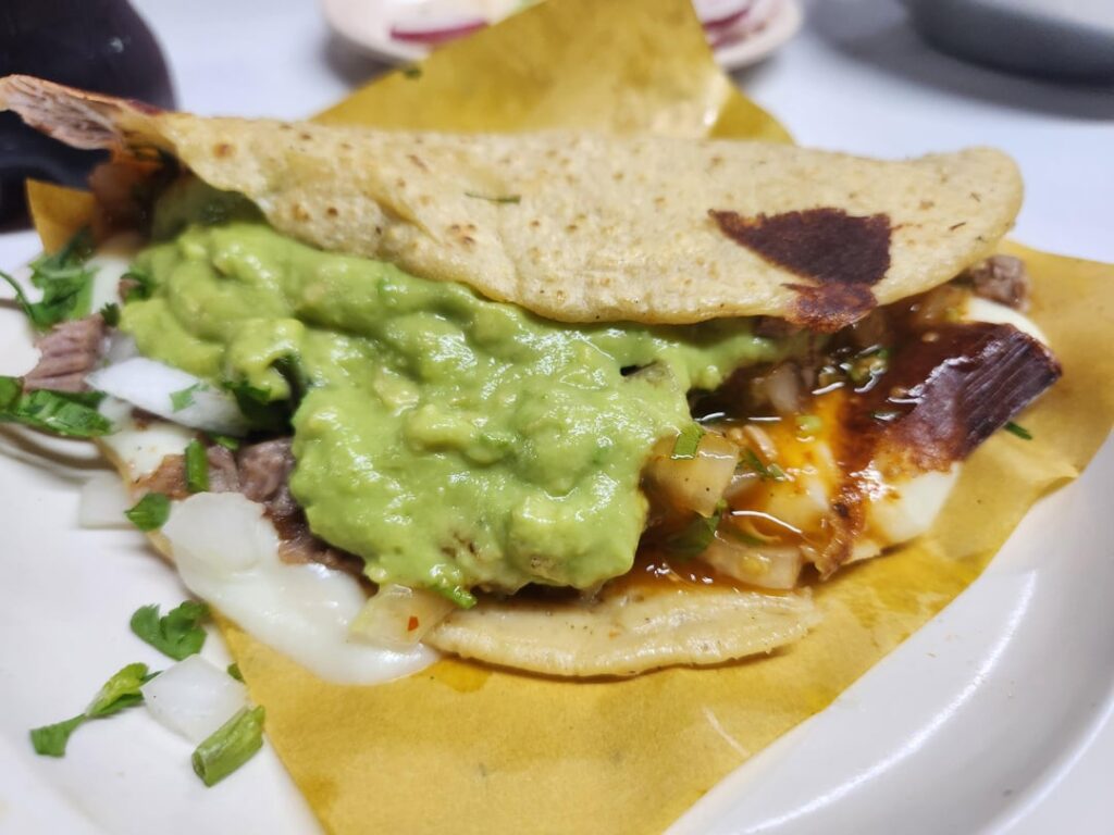 Suadero quesadilla + vegetarian taco at my favorite restaurant on earth