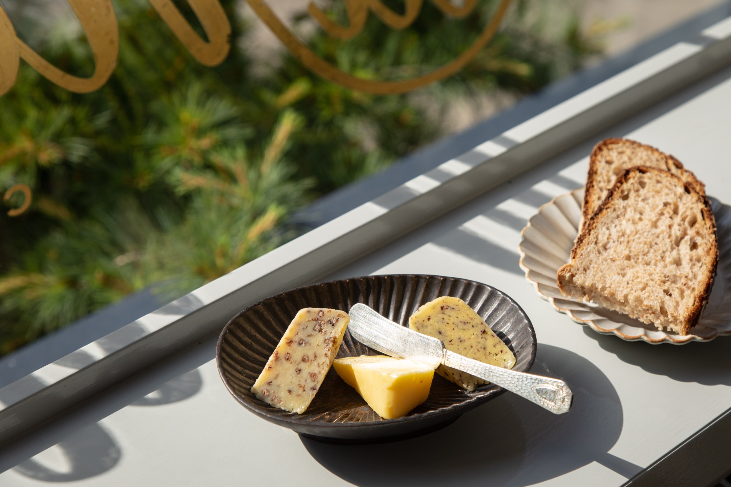 A selection of butter at La Mercerie, including olive-oil lemon and buckhweat