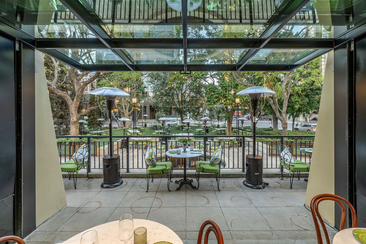 Settecento balcony looking out into the Maguire gardens patio.