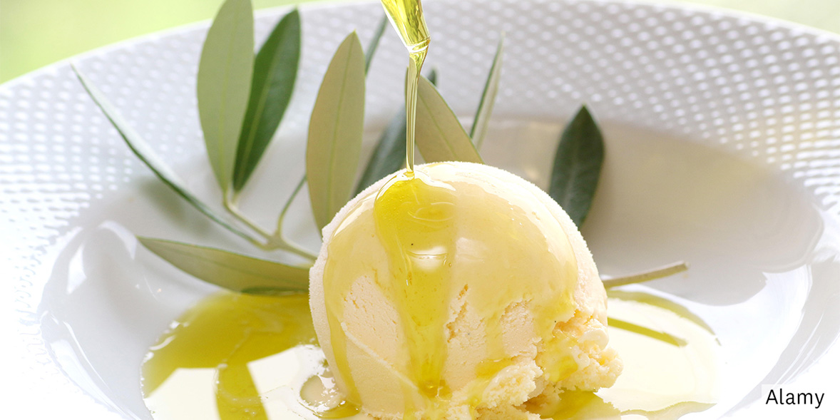 Ice cream with olive oil
