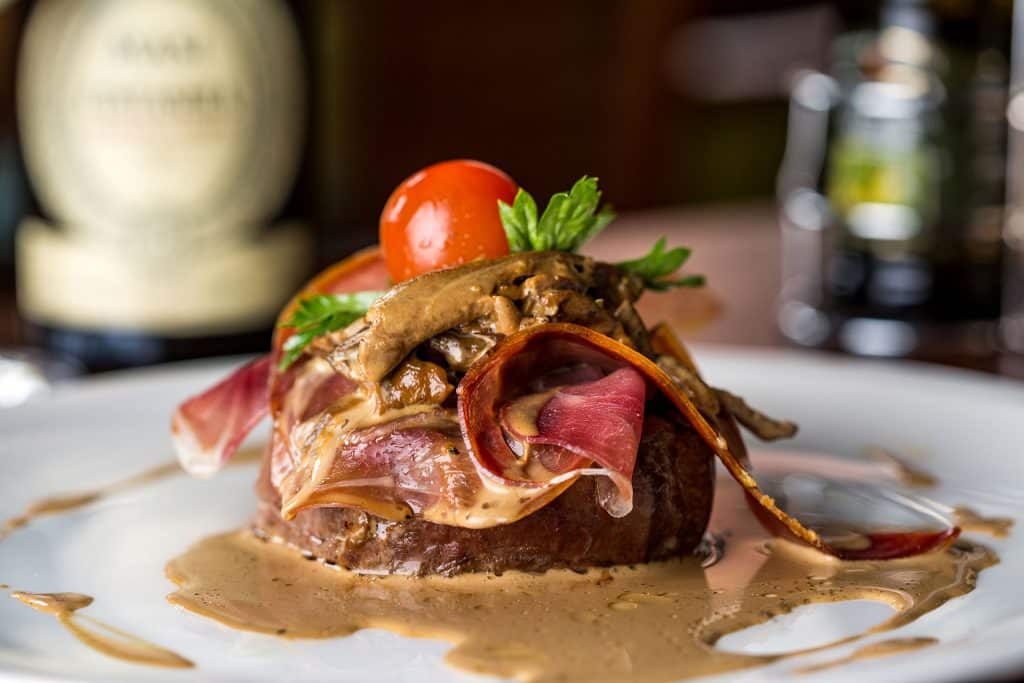 Steak and prosciutto at Italian restaurant Pasta di Piazza in Birmingham