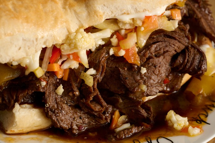 250610MaxsSandwichShop146 1 A close-up of Max Halley's version of 'The Bear' sandwich, made for RT.