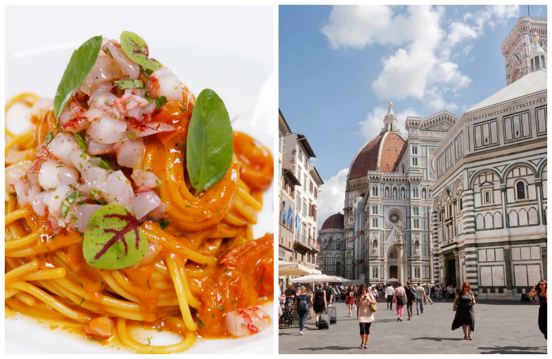 Spaghetti seafood sauce with red prawns (gambero rosso) tartare © libin jose/iStock / © Radiokukka/iStock