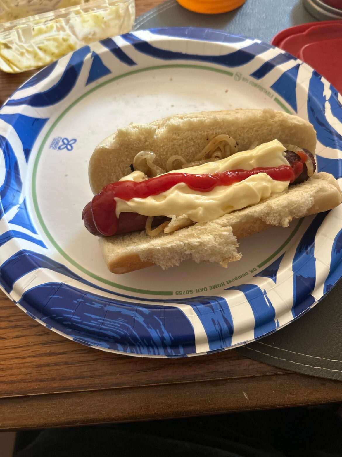 Hot dog with cooked onions always tastes so good