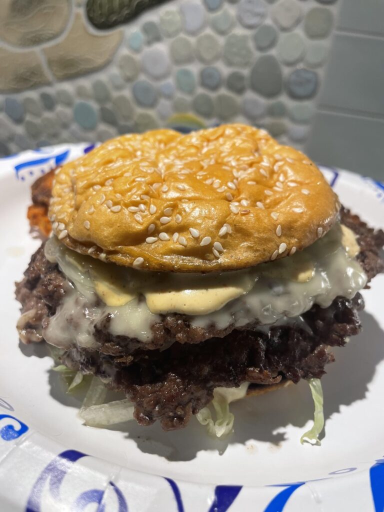 Homemade double smash burger (need opinions)
