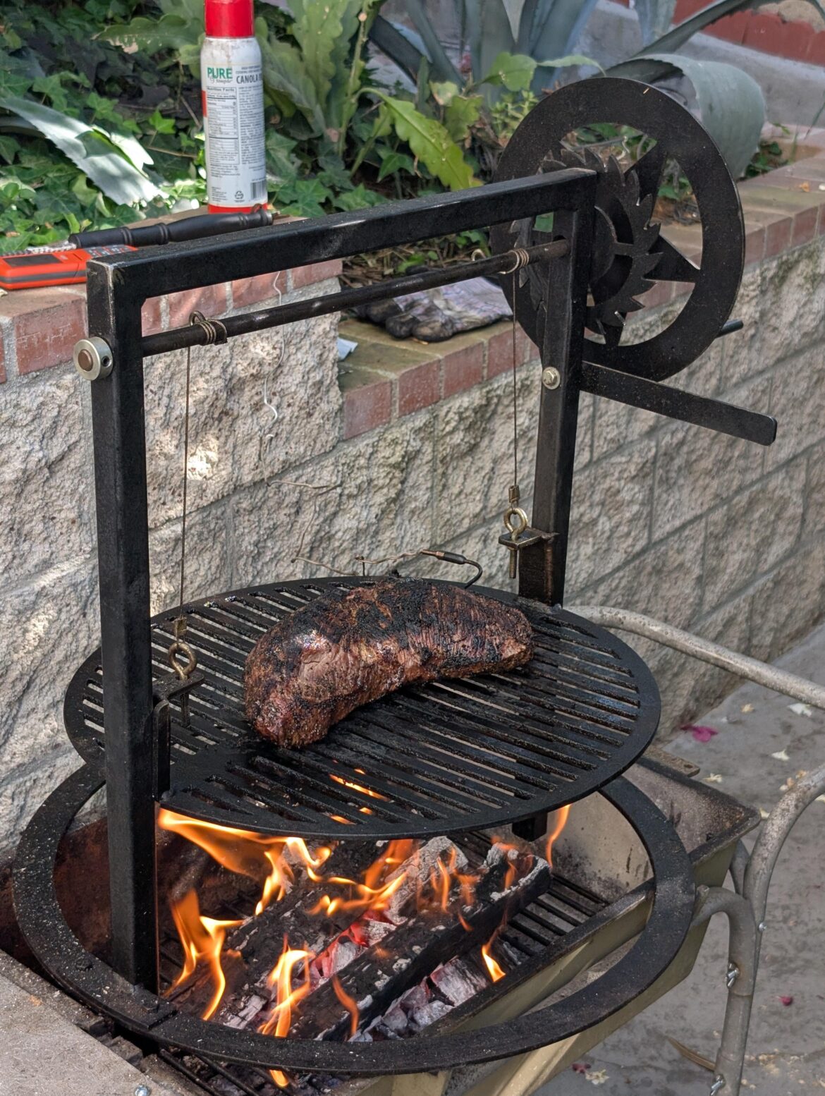 Tri-tip over red oak splits. Central Cali coast style. Mmmm.