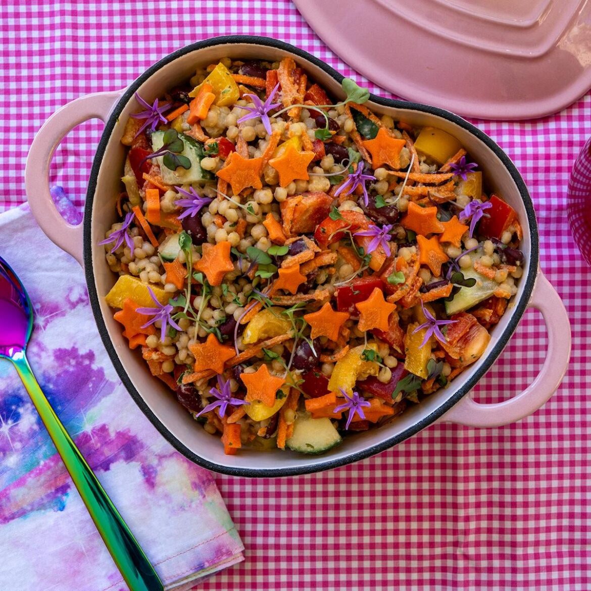 All I want to eat in the summer are salads! This one is a couscous salad.