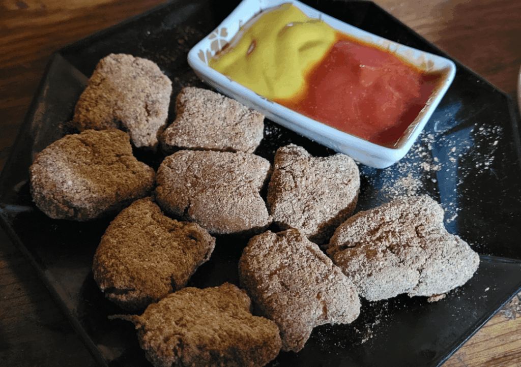 I made chicken nuggets and my sis said I should shape them like crewmates, so I did lol