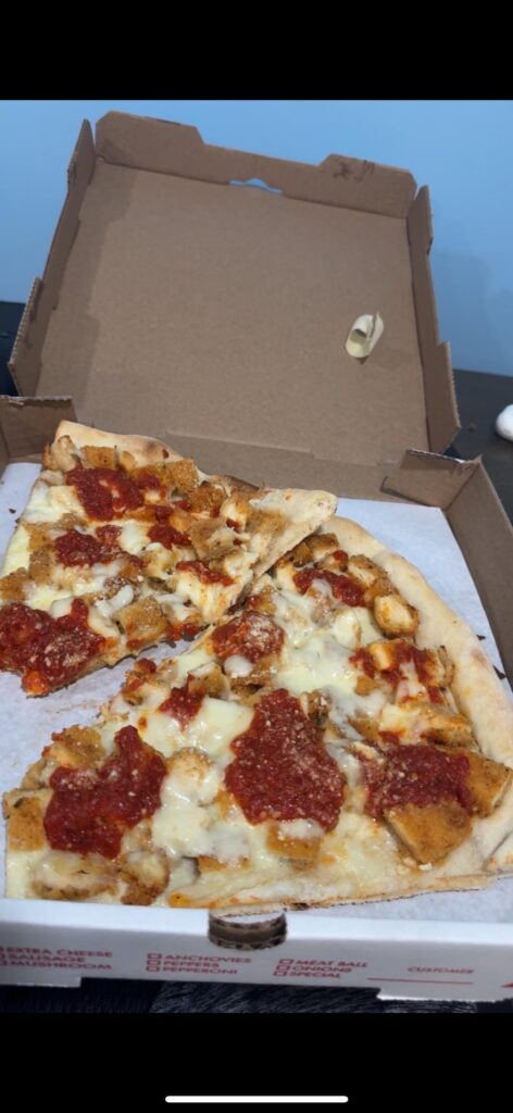 How many calories in these 2 slices of chicken parm pizza?
