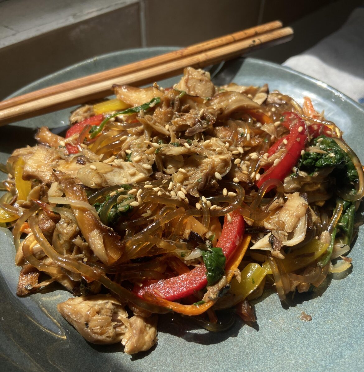 Japchae (with fish)