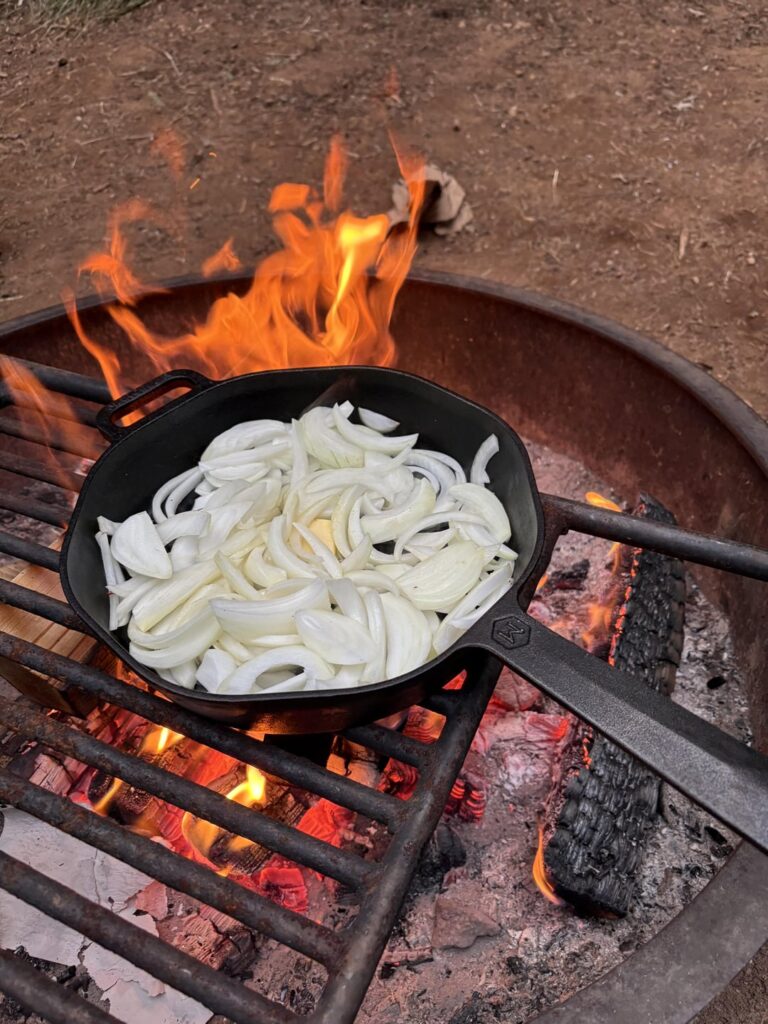 Went camping. Made some onions. Thought of my people.