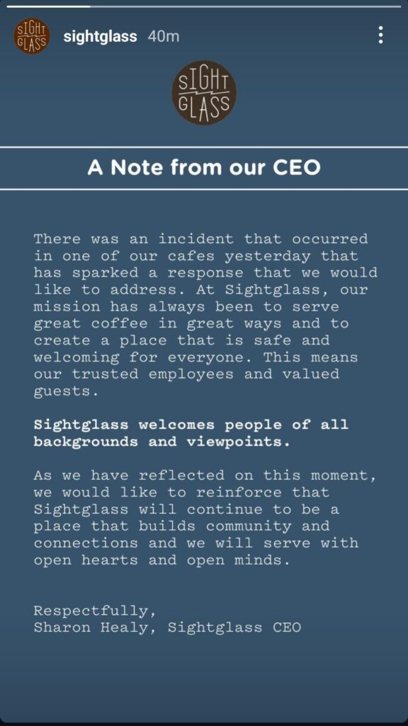 What happened at Sightglass?