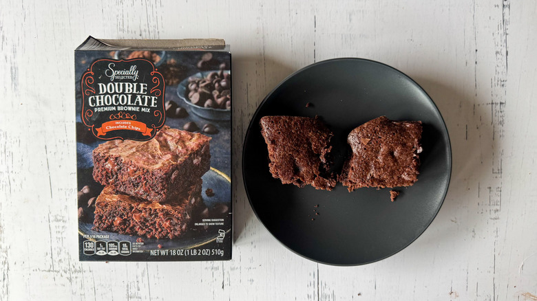 Specially Selected brownie box on white surface