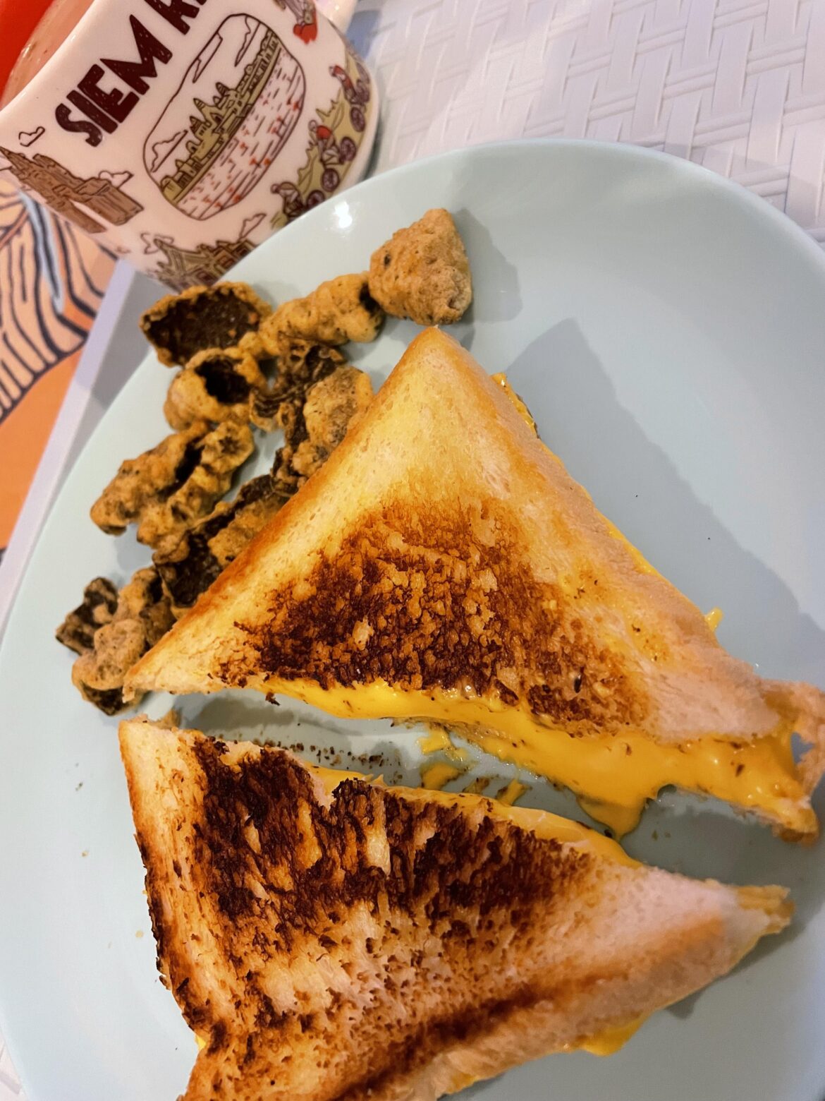 Cambodian nightcap grilled cheese with a milo
