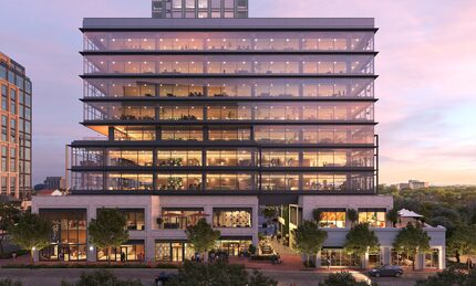 In this rendering for the construction at Knox and Travis streets, the Katy Trail is on the...