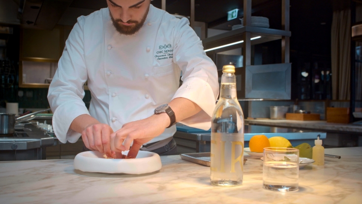 A glass of EIRA water is the perfect companion to this dish, according to Torcasio. Image credit: The MICHELIN Guide