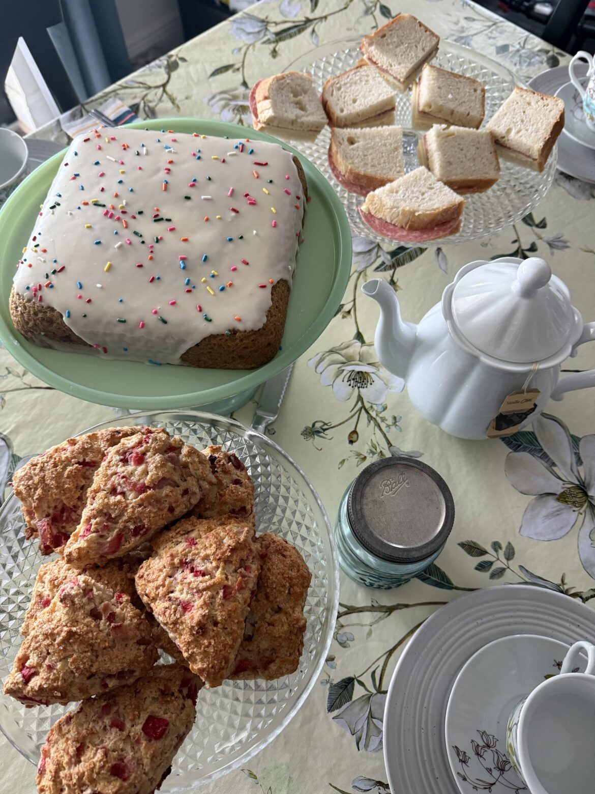 I made afternoon tea for my kids: Sourdough bread, strawberry scones, and spice cake