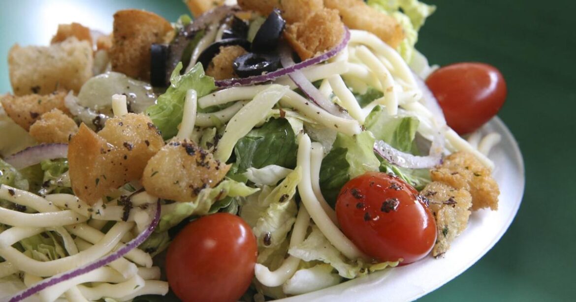 Pasta Plus Salad With Classic Italian Vinaigrette Dressing and Garlic Croutons Pasta Plus Salad With Classic Italian Vinaigrette Dressing and Garlic Croutons