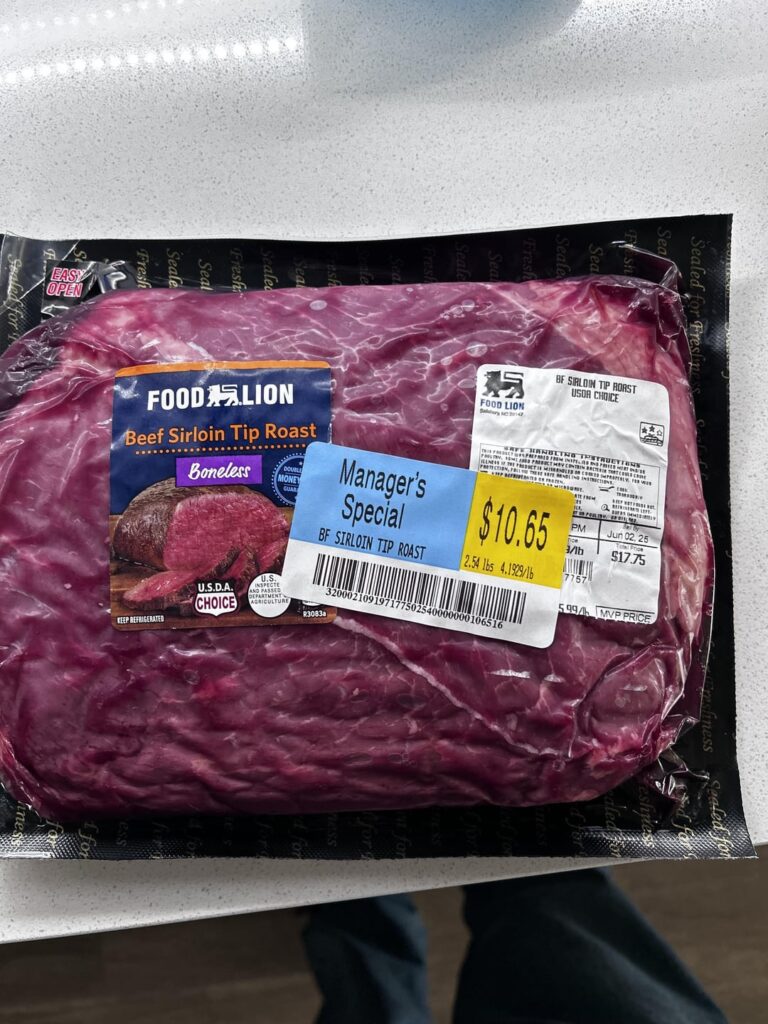 My first slow cooking experience. Sirloin tip, celery, carrots, mushrooms, and Campbell’s style tavern pot roast mix!