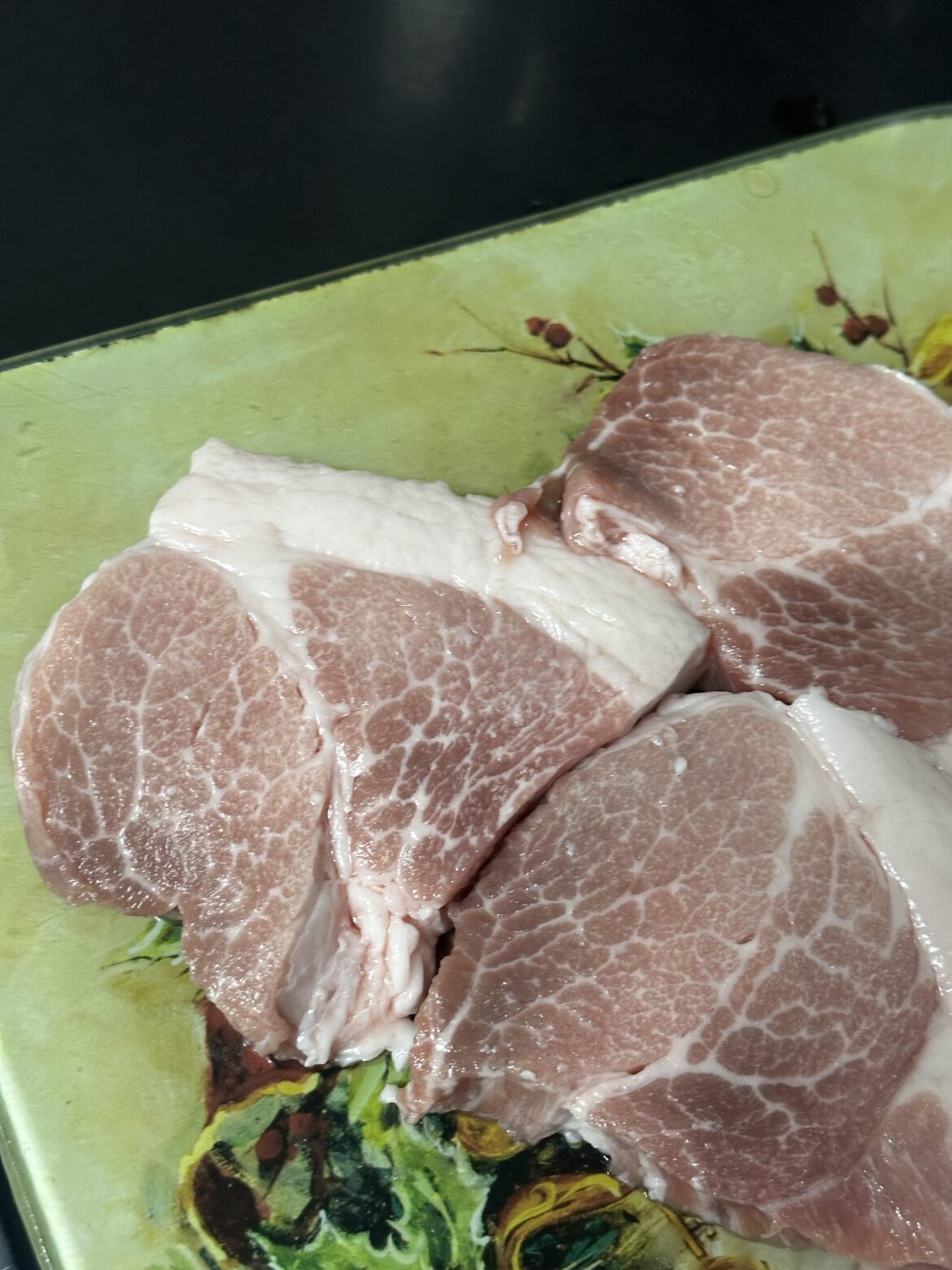 crazy marbling on pork