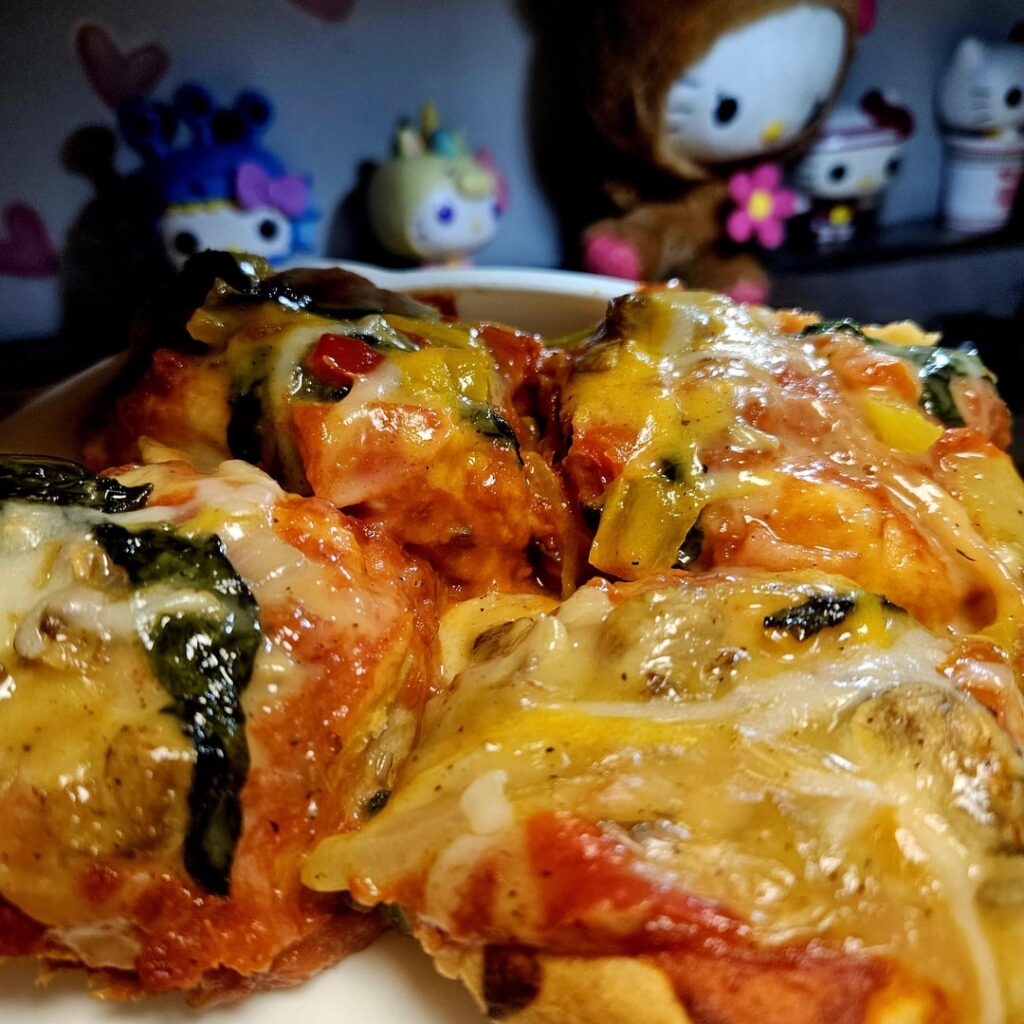 Not the most beautiful, but my kids love this meal. Vegan pizza biscuits