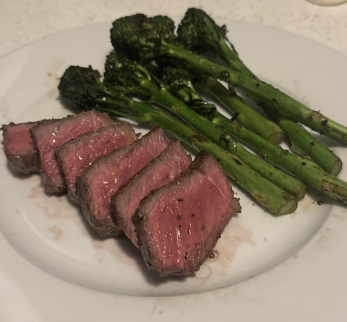First steak in my new house, with new cast iron, and a new knife.