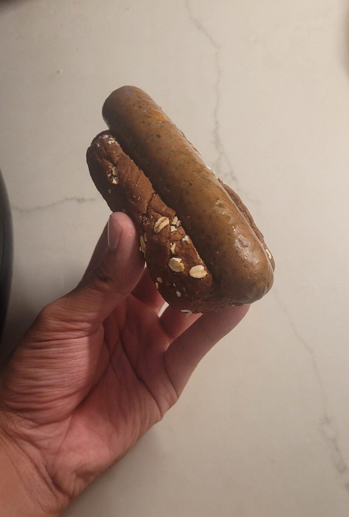 I was craving a hot dog, but I only had an Italian sausage and Cheesecake factory bread