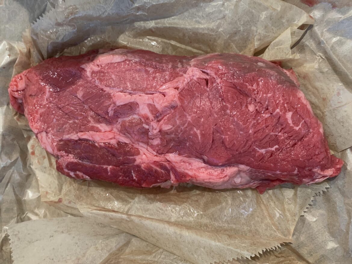 1.5# top sirloin. Can I cut 3/4 steaks from this just slicing to bottom? I believe that’s against the grain..