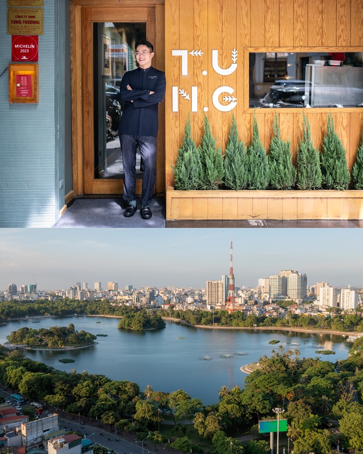Chef Tung at T.U.N.G. Dining and the Vietnam National University at the west end of Lý Thường Kiệt Street and Thống Nhất Park, one of central Hanoi’s biggest green spaces. (© Linh Pham/ MICHELIN Guide Vietnam, Shutterstock)