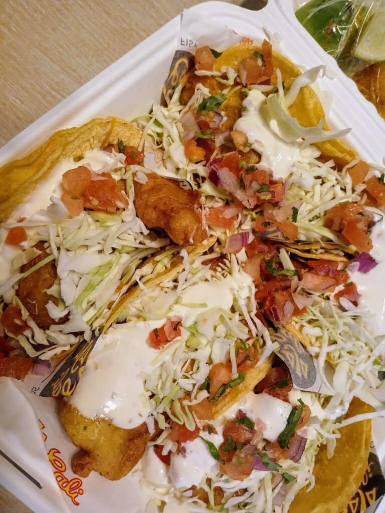 Baja Cali taco Tuesday 5 fish tacos for $7.50 in the sgv