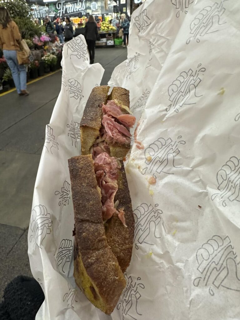 Beef and pickles sandwich