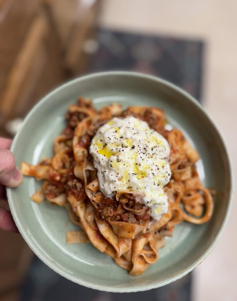 Homemade Bolognese with Burrata Homemade Bolognese with Burrata