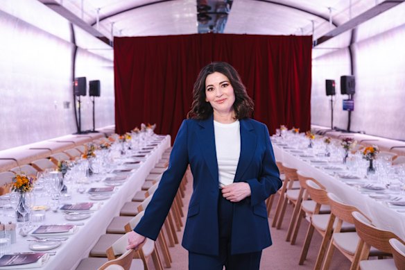 Nigella Lawson in the Muru Giligu Tunnel just before her Vivid Sydney dinners.
