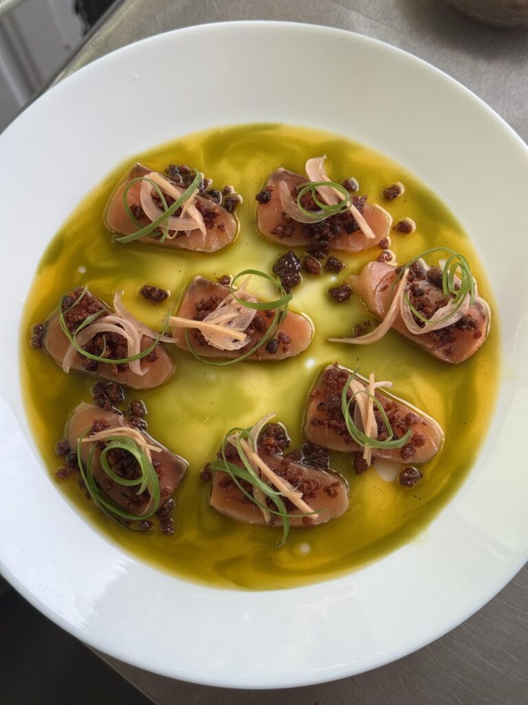 Inasal salmon crudo (r&d)