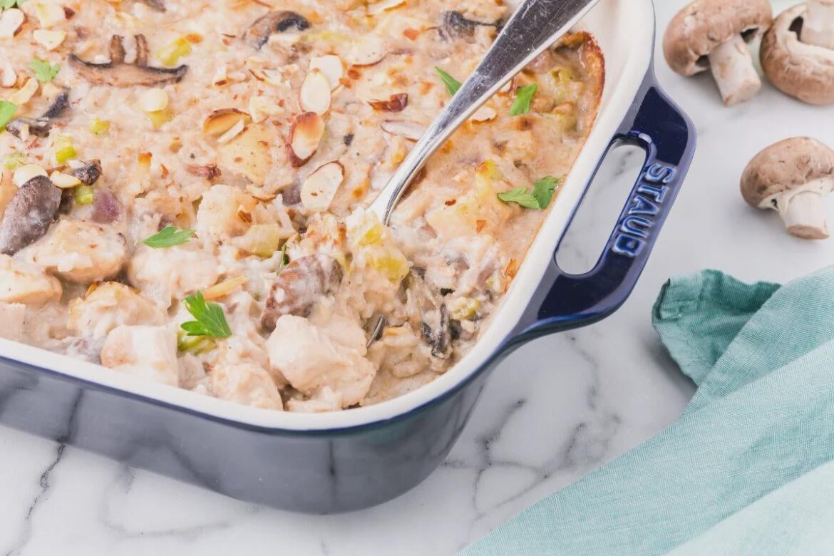 Mushroom Gruyere Chicken and Rice Casserole