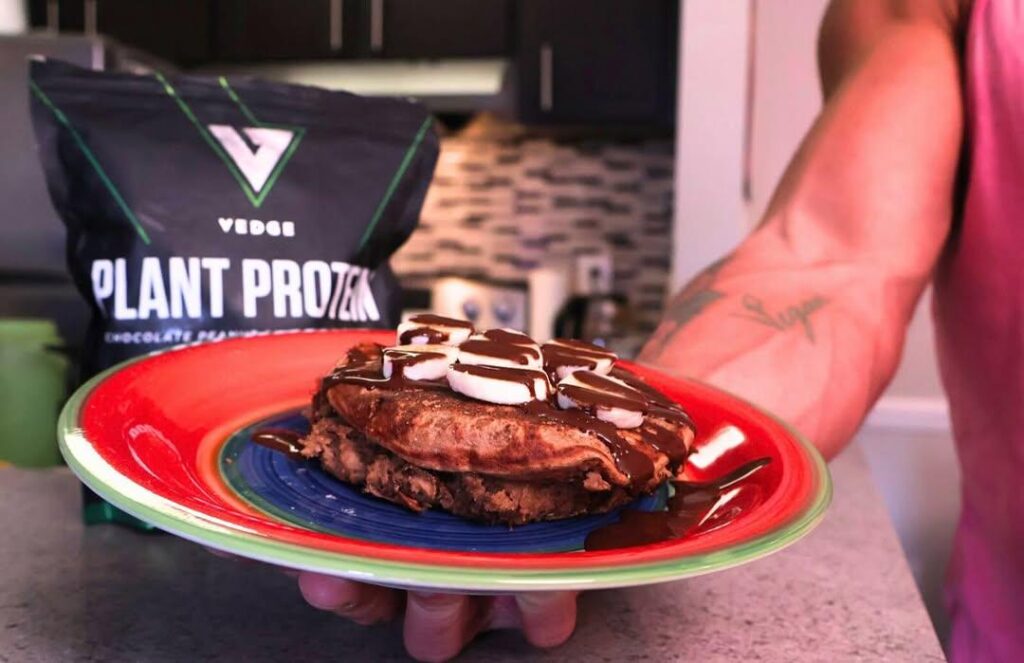 Protein pancakes using Vedge Protein - by TheBodybuildingVegan