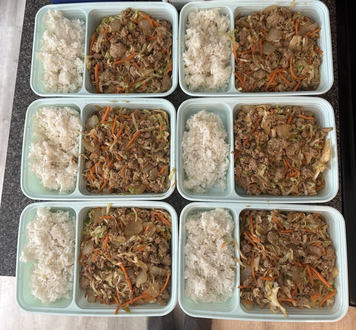 Ground turkey egg roll in a bowl