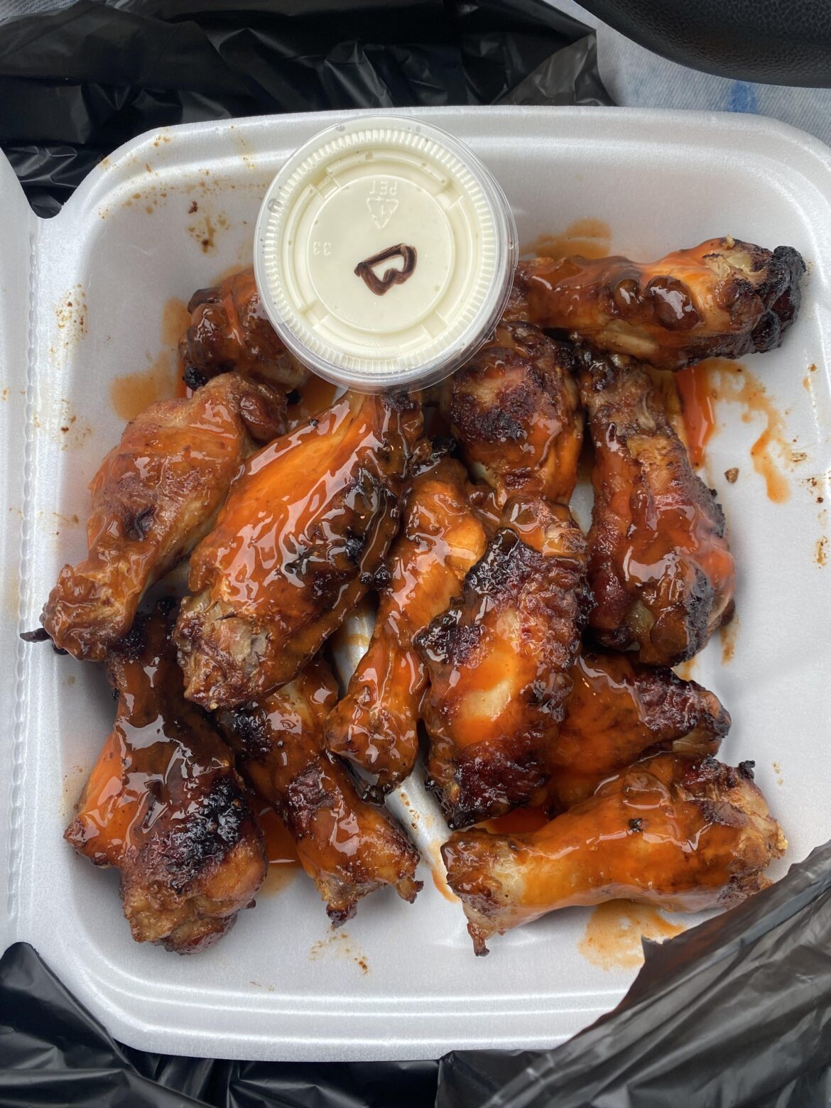 Amish selling wings on the side of the road. Buffalo w/ blue cheese. $12/dozen