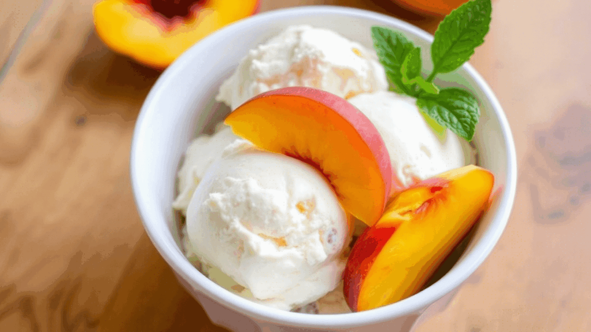 Homemade Peach Ice Cream – No Machine Needed