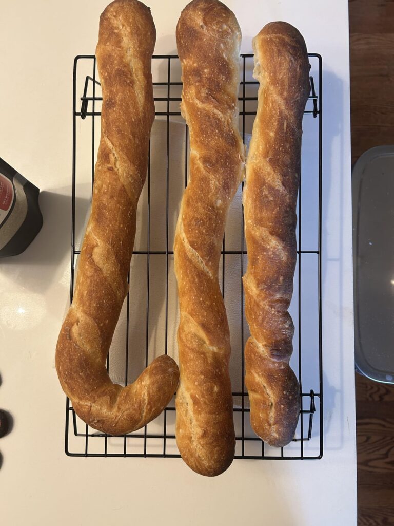 Baguette attempt 1 vs attempt 3.