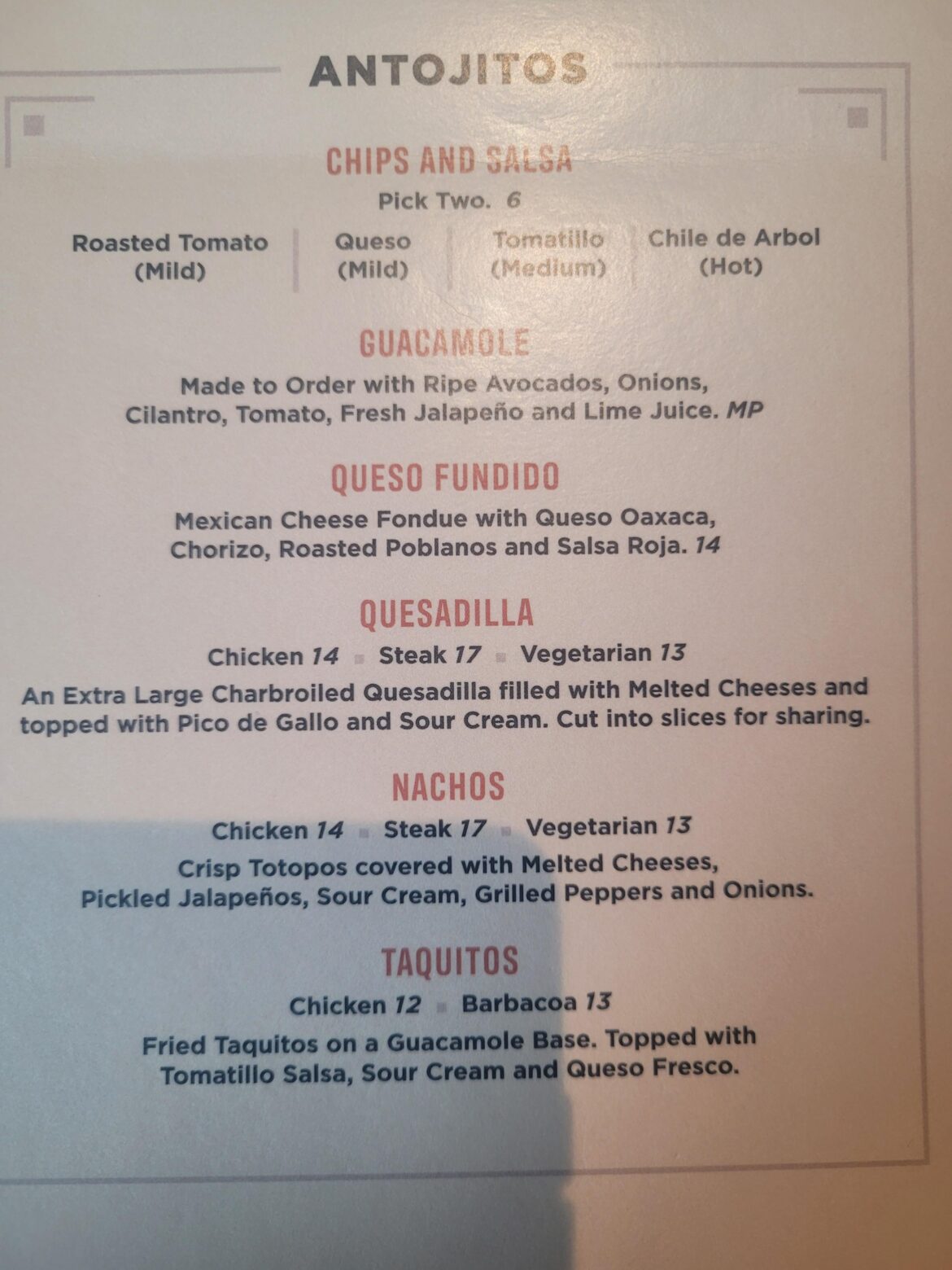 Guac is "Market Price