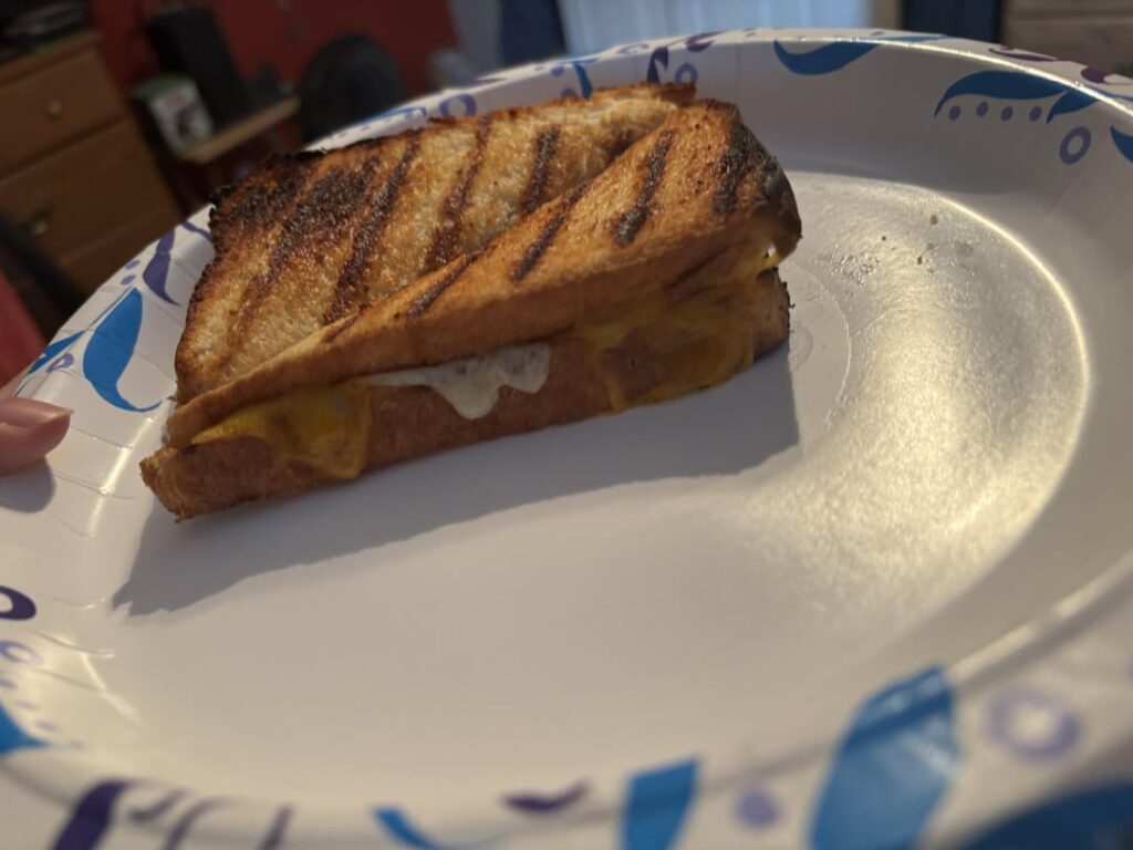 My dad made grilled cheese on an actual grill