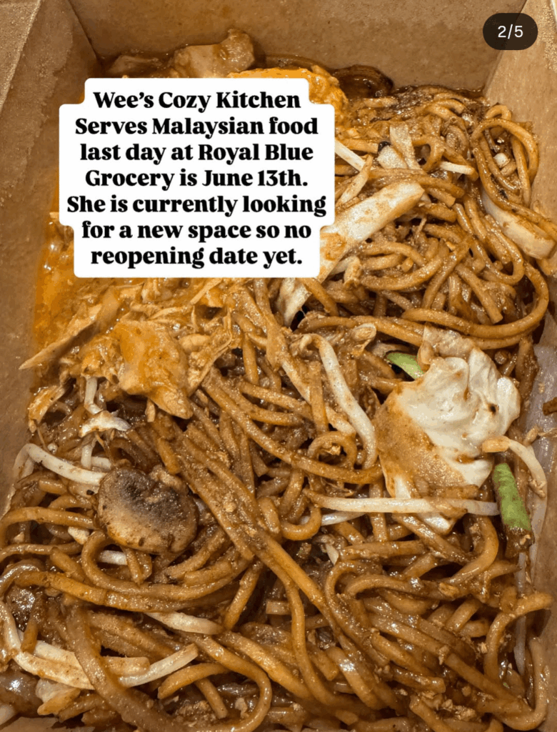 Wee's Cozy Kitchen closing