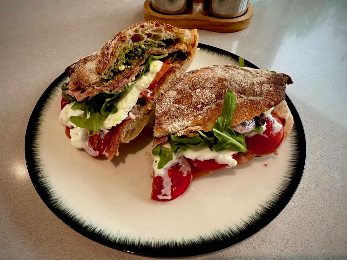 Homemade Italian inspired Sandwich for Lunch. So tasty...