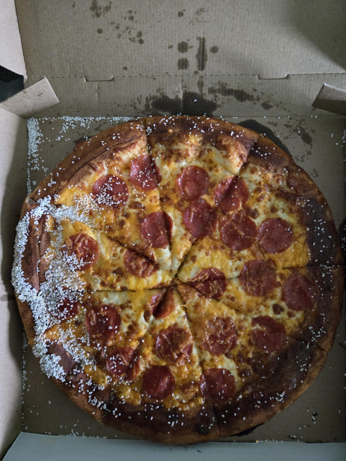 Apparently Little Ceasars wanted me to get my yearly allotment of salt in one slice.